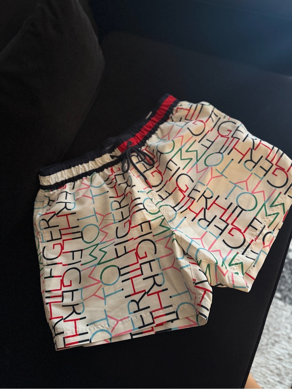 Tommy Hilfiger White Multicolor Logo Swim Trunks